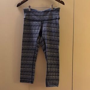 Lululemon Wunder Under Blue Striped Leggings Size 6